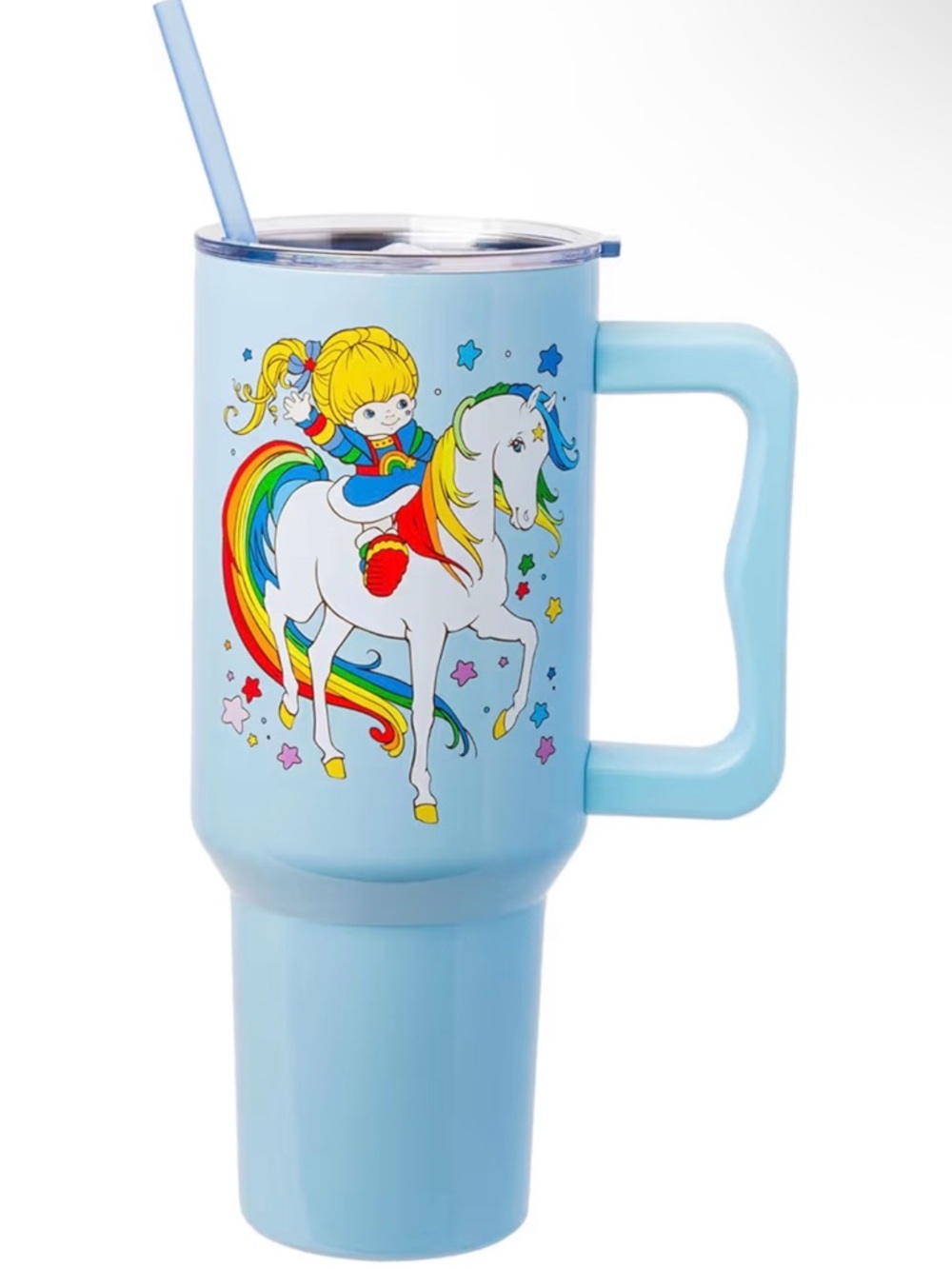 Rainbow brite Horse Travel Mug with Handle and Straw nwt in box